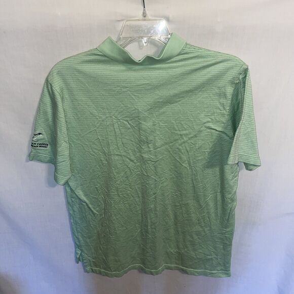 Peter Millar Mens Polo Golf Shirt Size Medium Green Striped Short Sleeve Button - Picture 8 of 12